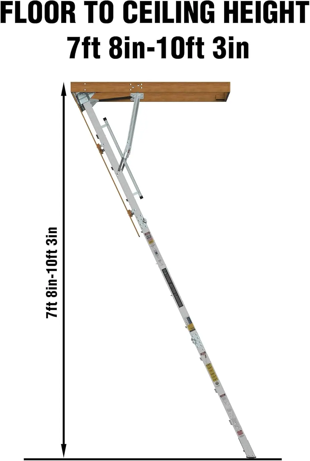 Ladder - Lightweight and Portable, 375-pound Capacity Convenient Access to Your Attic, Fits 7'8