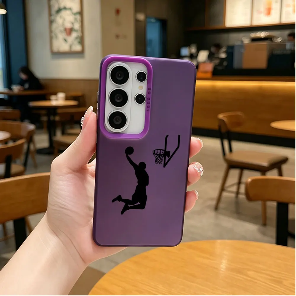 Color Silver Phone Case For Samsung Galaxy S26 S25 S24 S23 S22 S21 S20 Ultra Plus Edge FE 2022 5G Basketball Themed Stamp Cover