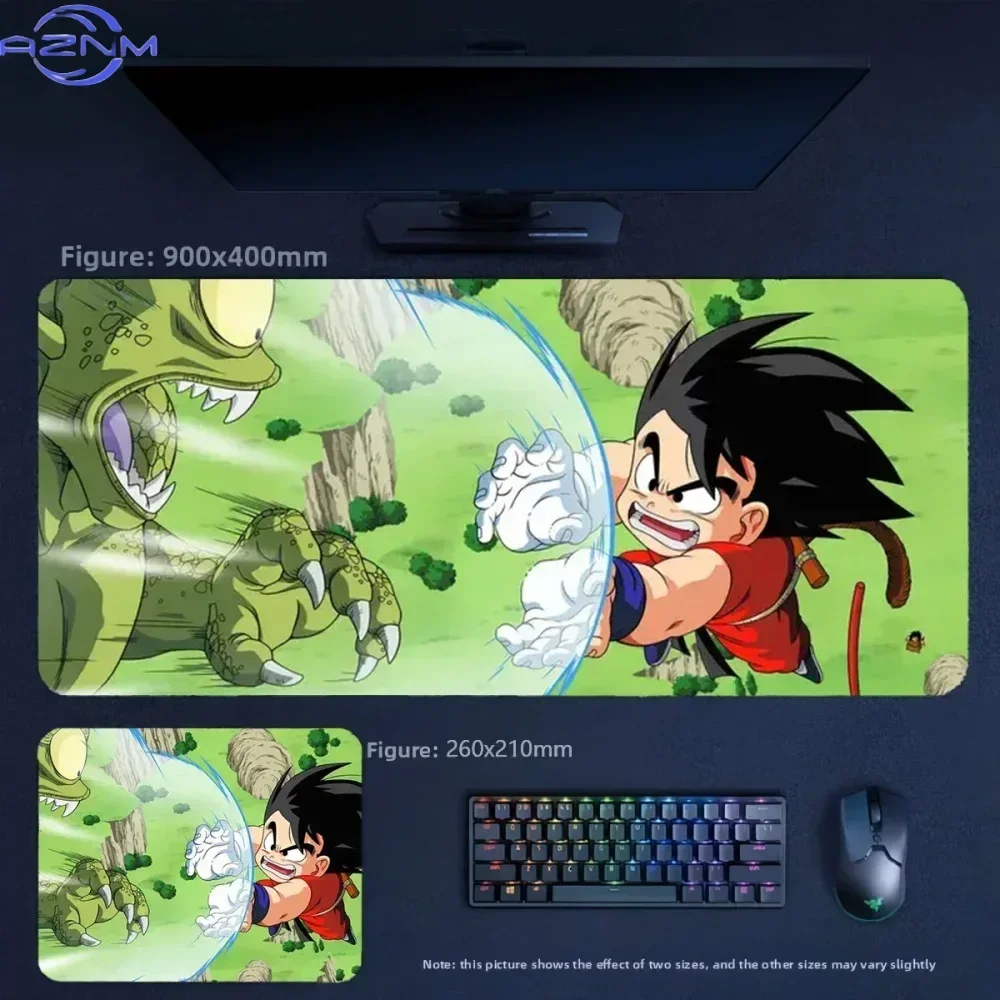 Anime Kid Warrior Fighting Monster Grassland Scene Print Mouse Pad, Rubber Non-Slip Base, Smooth Surface for Gaming and Office D