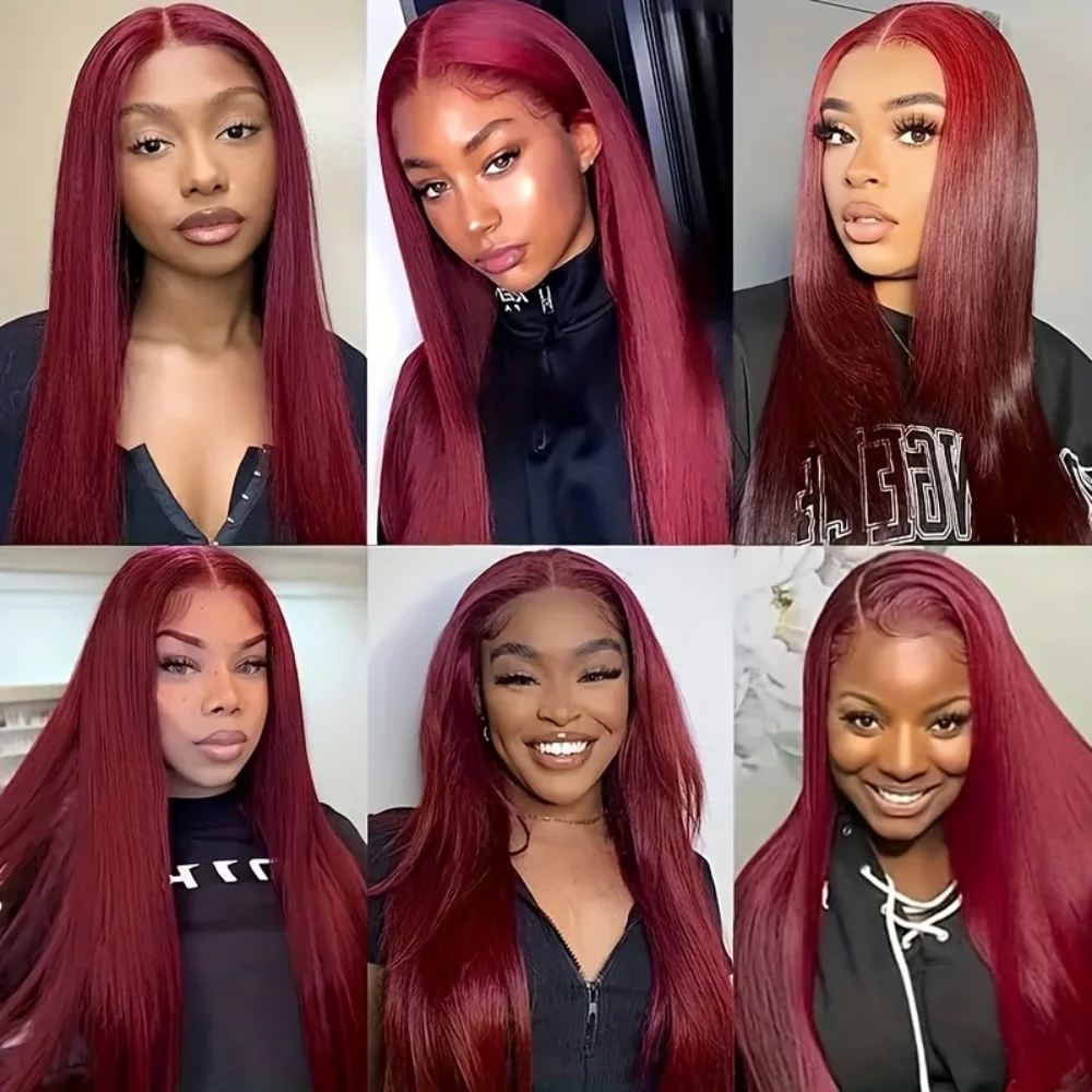 99J بورجوندي الدانتيل الجبهة الباروكات شعر طبيعي مفرود للنساء قبل قطعها 13x6 الدانتيل الباروكات الأمامية شعر الإنسان HD شعر مستعار دانتيل شفاف