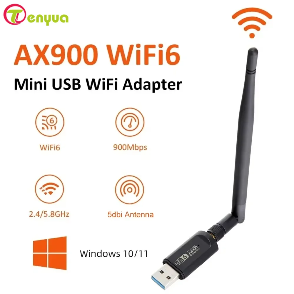 AX900 USB WiFi محول ثنائي النطاق بلوتوث 5.3 2 في 1 واي فاي 6 دونغل استقبال لاسلكي للكمبيوتر/الكمبيوتر المحمول سائق مجاني ل Win10/11