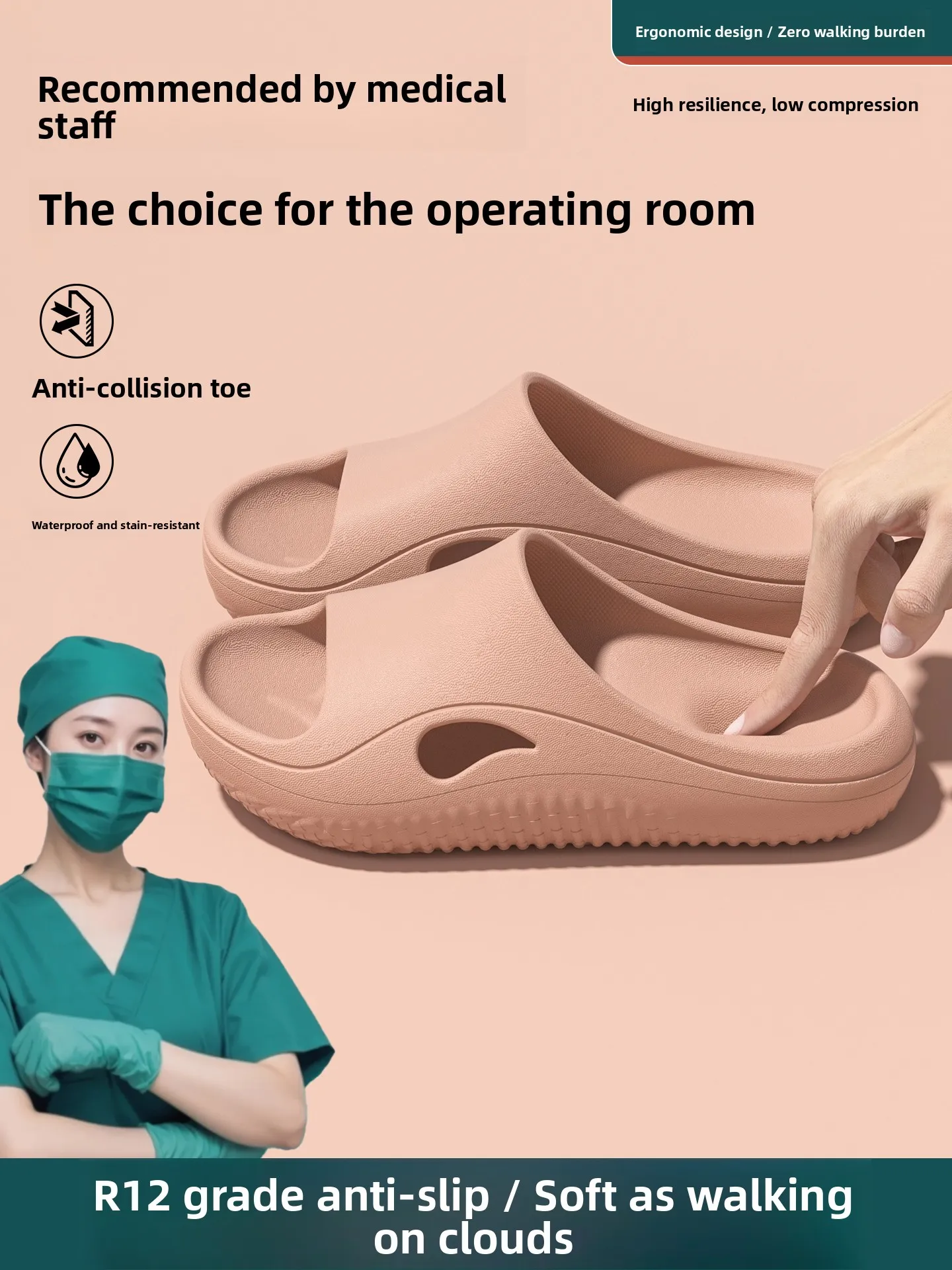 Comfortable Anti-Slip Operating Room Slippers for Men And Women Thick Bottom Home Slippers Easy to Wear All Year round
