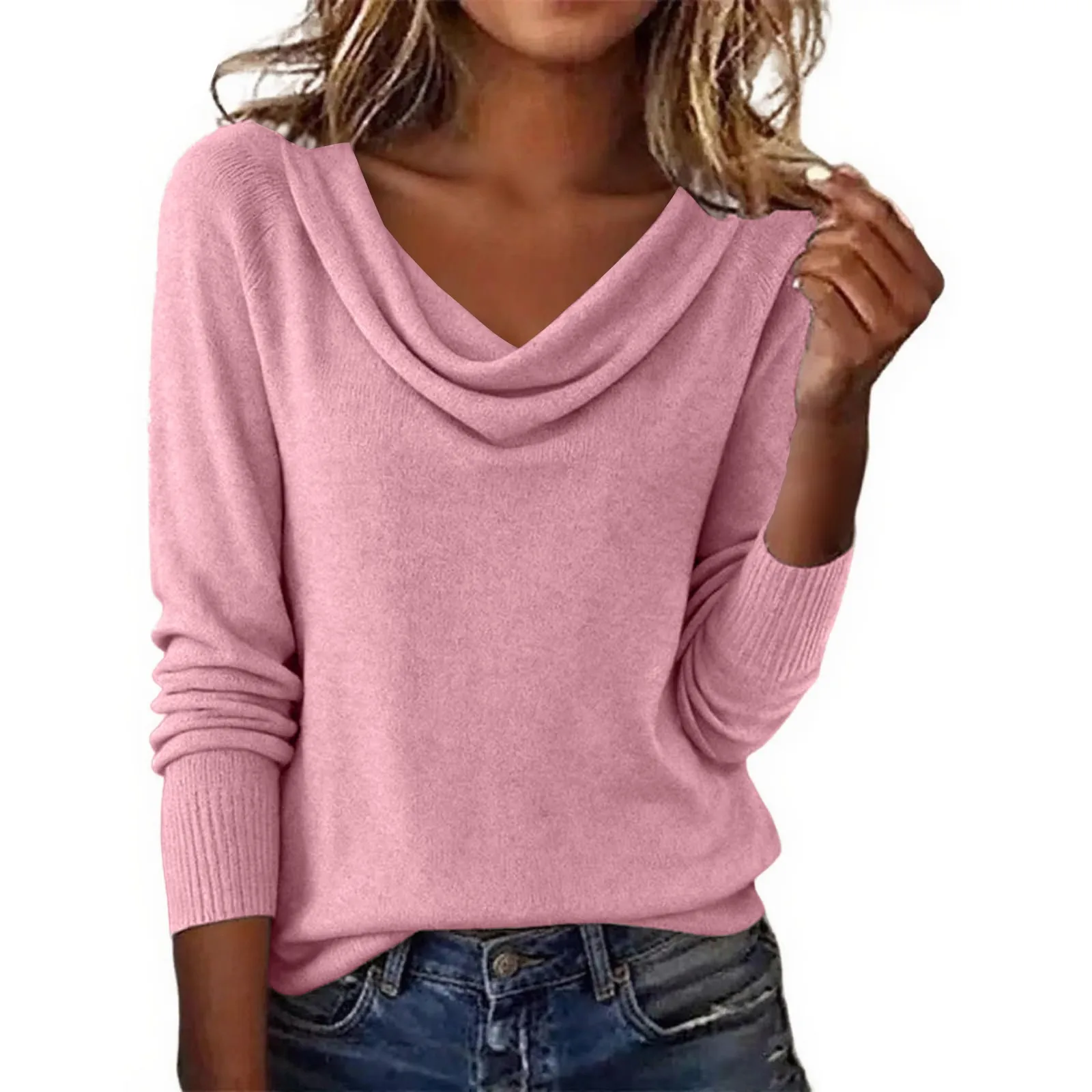 2025 Autumn Winter New Women Solid Color Turtleneck Loose Sweater, Fashion Versatile Pullover Top for European American
