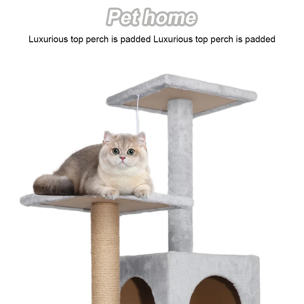 Cat Tree House Cat Tower Cat Climbing Frame Plush Cat Condo with Scratching Post Perches Caves Hammock Padded Perches