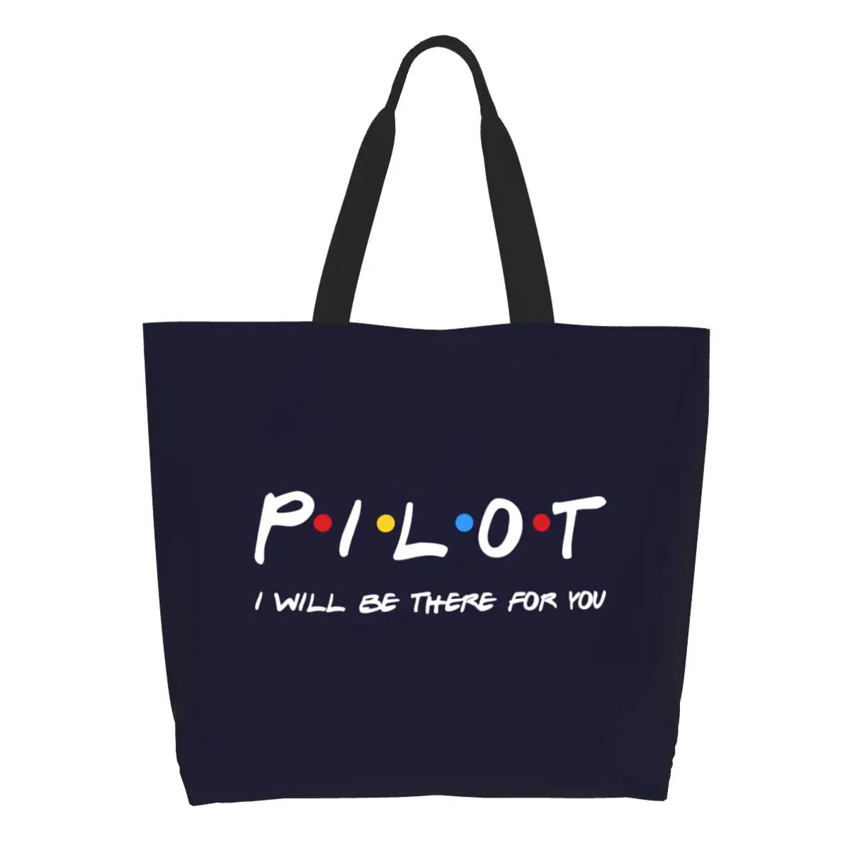 Reusable Pilot Gifts I'll Be There For You Shopping Bag Canvas  Bag Washable Fighter Airplane Aviation Grocery Shopper Bags