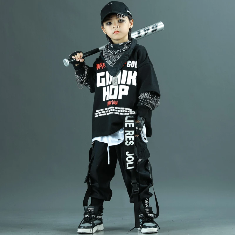 

Kids Tracksuit Black Long Sleeve Tops + Pants Boys Hip Hop Streetwear Children Sportswear Sets Teenagers Clothing 10 12 13 14 Y