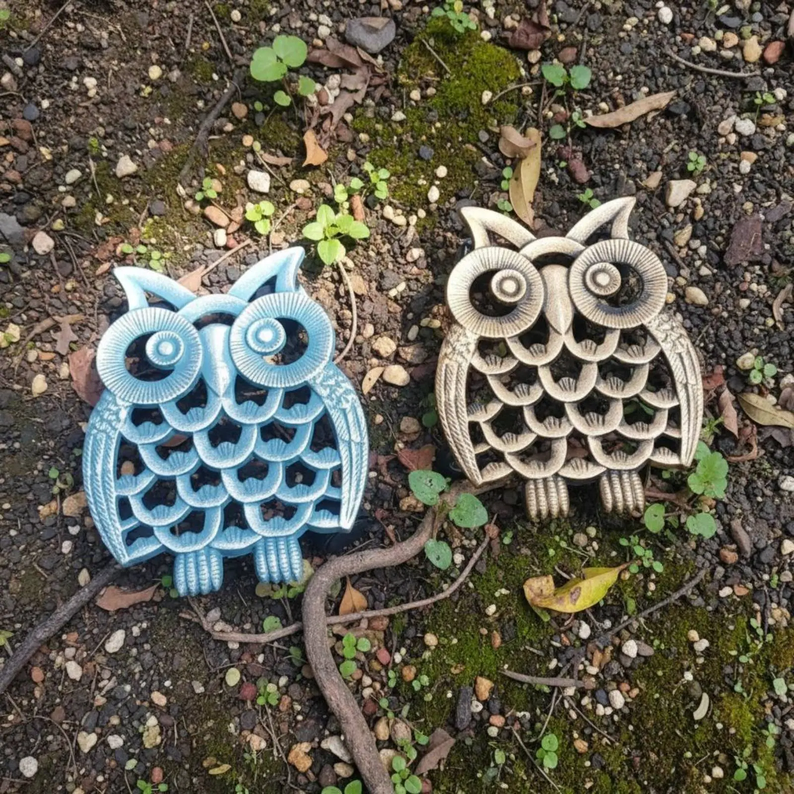 

Owl Flower Stand Movable Rolling Plant Stand Flowerpot Holder Decorative Flowerpot Cart Rustic Design for Patio, Terrace