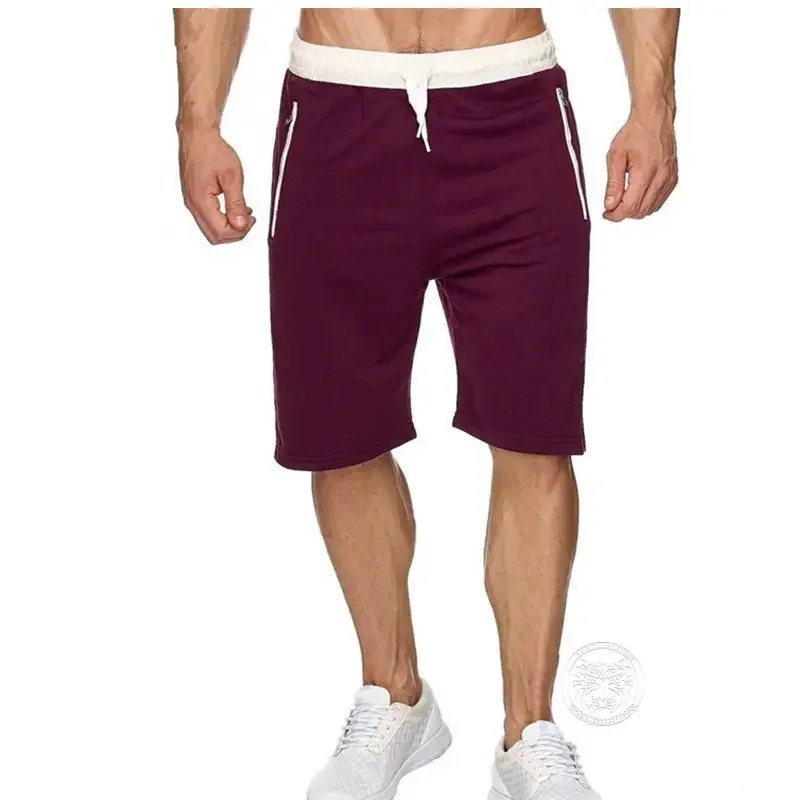 Summer Gym Fitness Breathable Thin Shorts Men\'s Running Fitness Sports 5-point Pants Drawstring Zipper Pocket Pants S-3XL