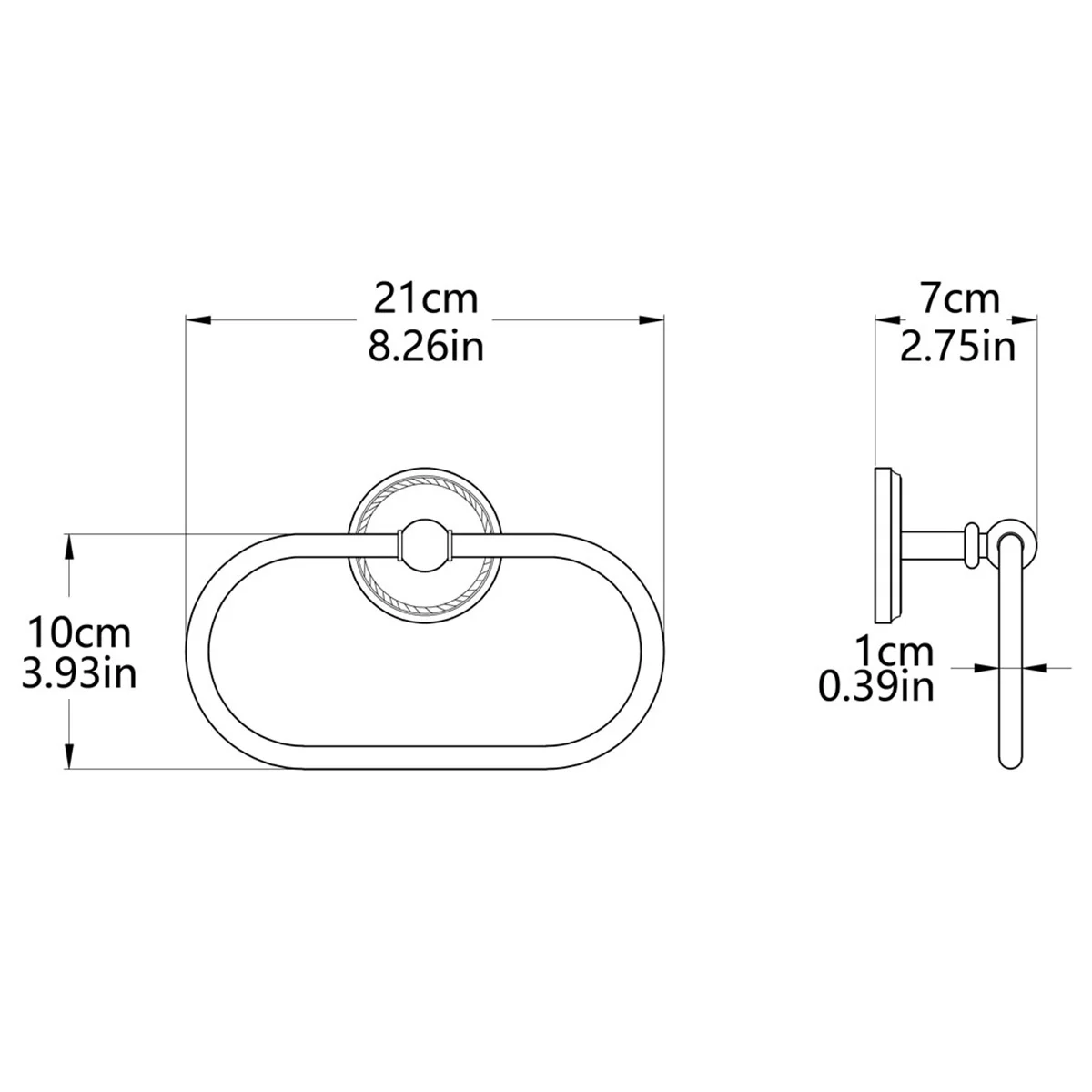 Elegante portasciugamani ovale nero per montaggio a parete, portasciugamani da bagno, resistente alla ruggine, salvaspazio, accessorio moderno