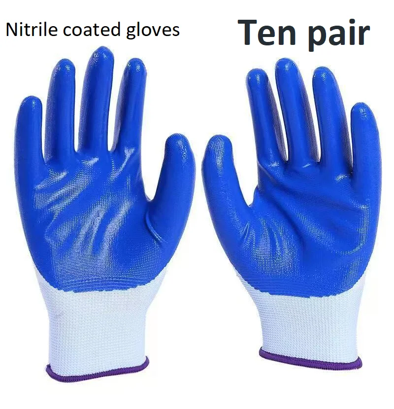 Work Safety Gloves Anti Slip Cut Resistant Nitrile Coated Knitted Cotton Gloves For Construction Gardening Warehouse