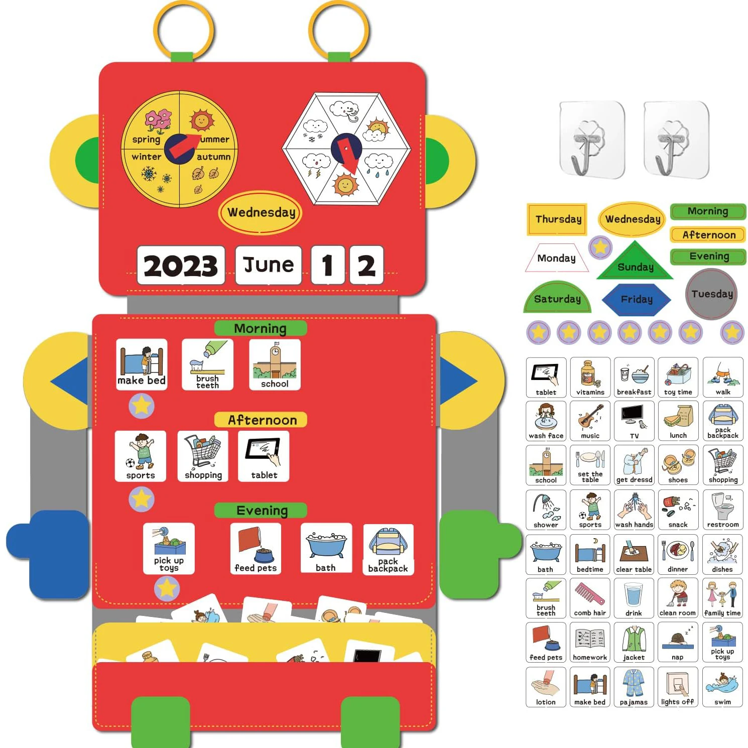 Il mio primo calendario giornaliero Cerchio Tempo Giocattoli per l'apprendimento in classe prescolare Grafico di routine quotidiano per bambini con materiale per l'apprendimento dell'autismo