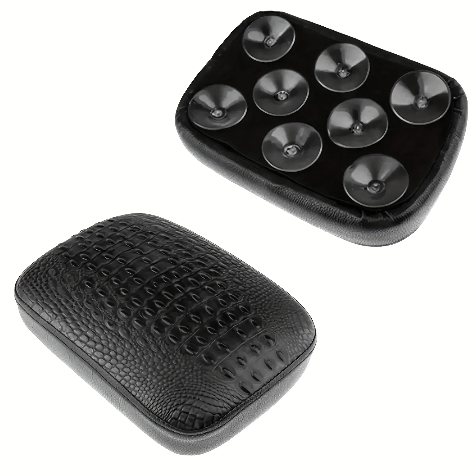 

Motorcycle seat cushion, alligator texture and 8 suction cups - black PU imitation leather comfort pad for enhanced