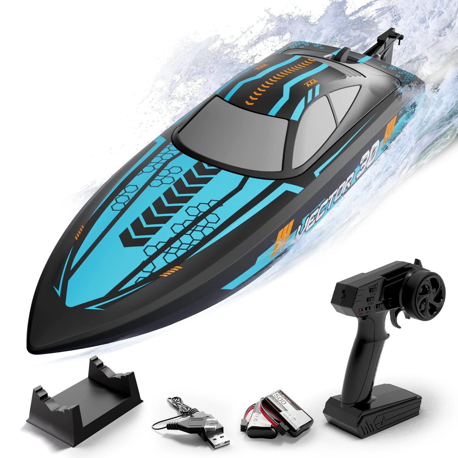 

VOLANTEXRC RC Boat 30+MPH AtomicXS High Speed RC Boat With Reverse Function Low Battery & Over Range Alarm Toys Gifts