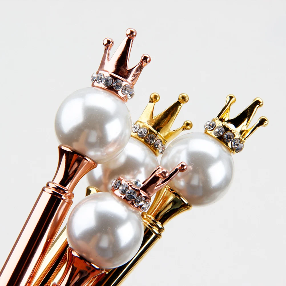

2pcs Metal Ballpoint Pen Gold Color Fashion Pearl Design Smooth Writing Comfortable Sign Pen For Office