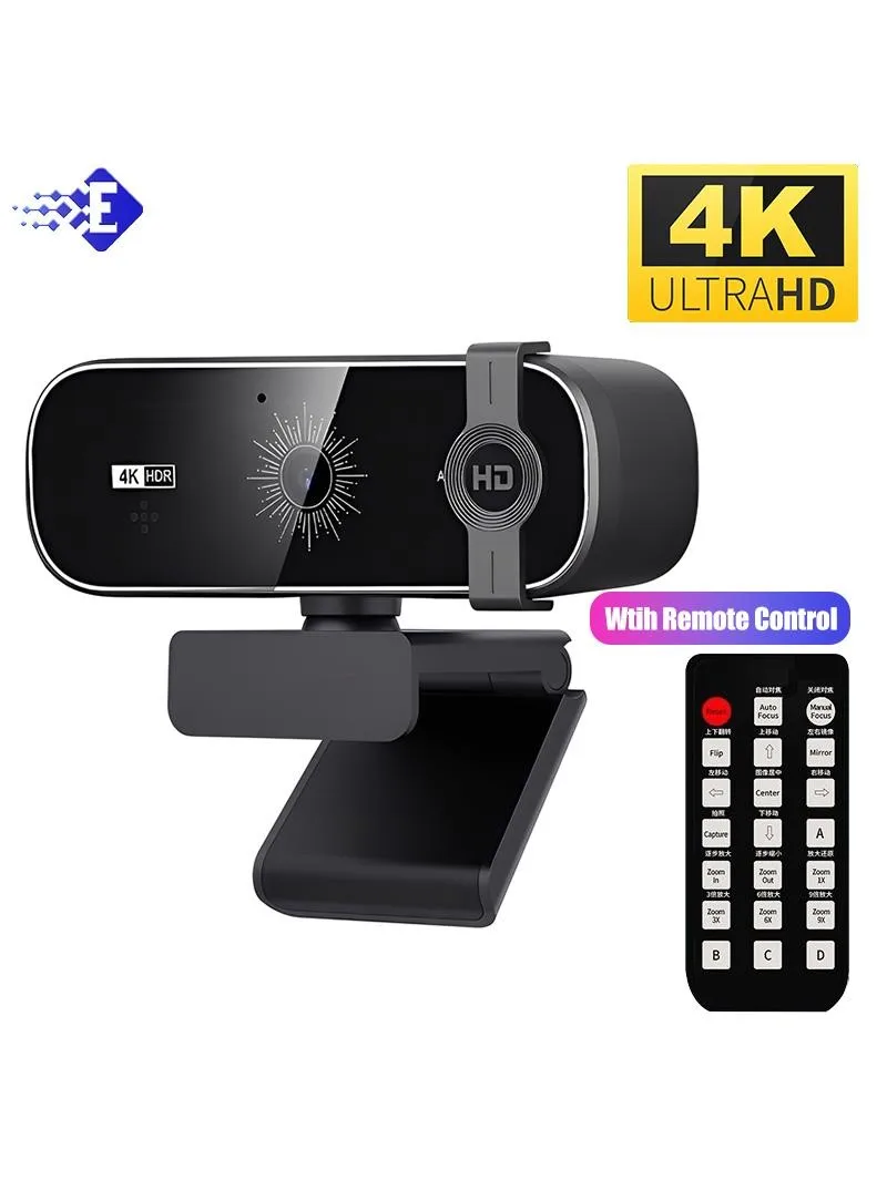 EOENKK Webcam 4K pour PC, mise au point automatique avec télécommande