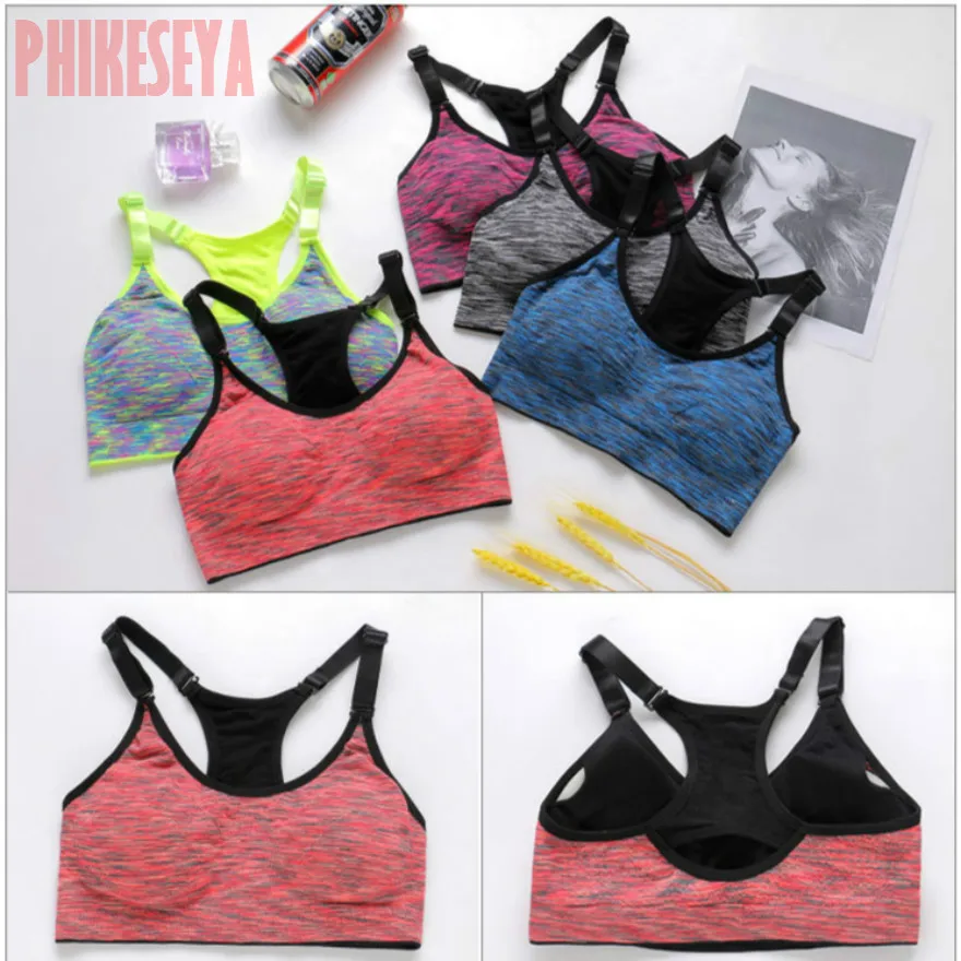 Phikeseya Women Fitness Yoga Sports Bra For Running Gym Straps Padded Top Athletic Vest Quick Dry Sport Bra For Women 5 Colors