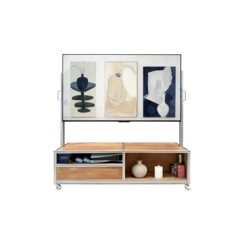 Industrial style living room TV cabinet, aluminum profile ocean plate with drawer metal floor-to-ceiling storage cabinet, retro
