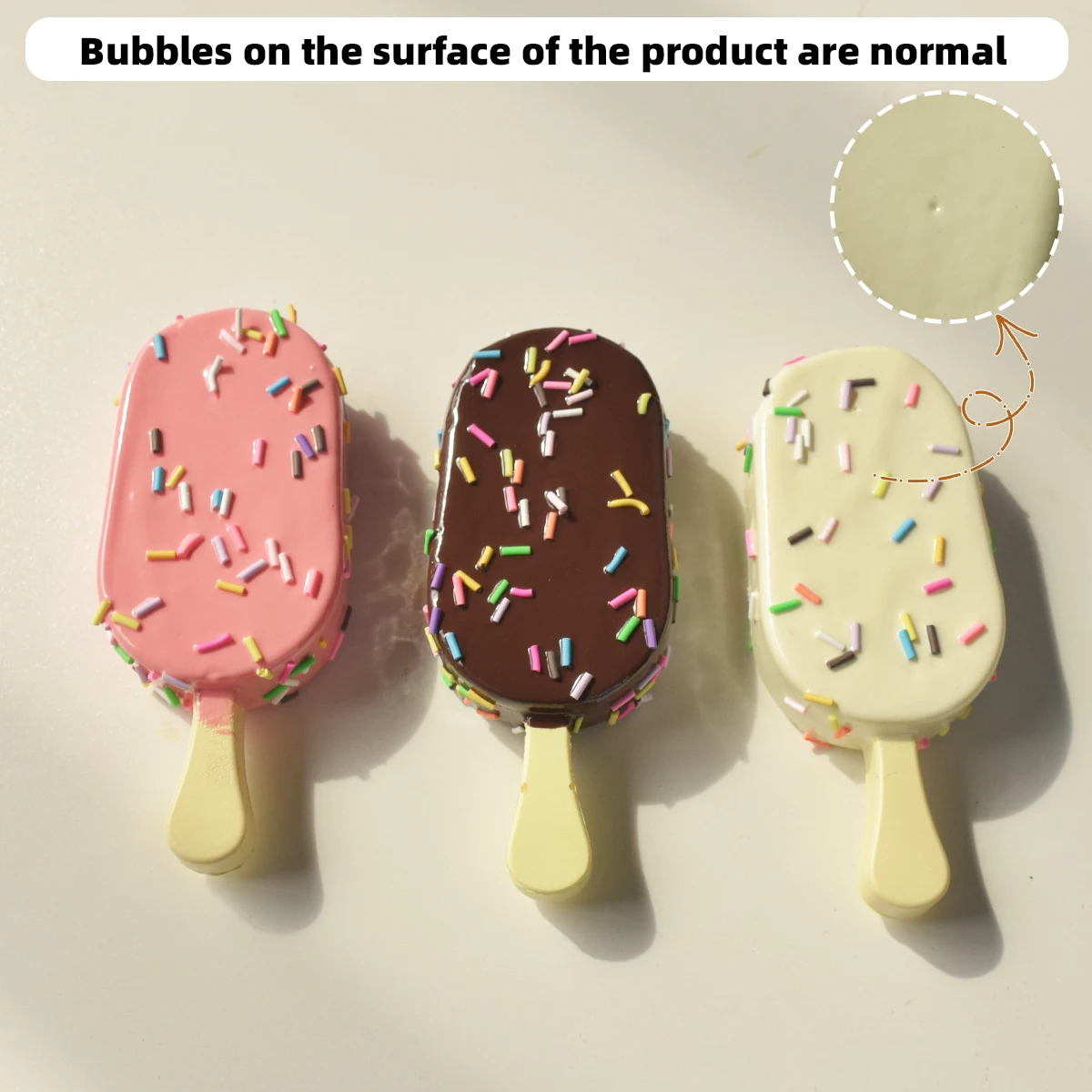 3er-Pack Künstliche Eis am Stiel Nachbildung mit Streuseln Simuliertes Dessert Fotografie-Requisiten Bäckerei-Display Küchendekoration O – Detail 7
