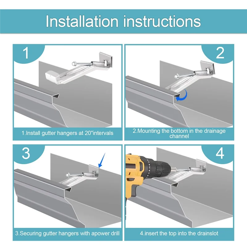 Klip & Gantungan Talang Baru 10 Buah Set 5 Inci dengan Sekrup Tahan Karat, Desain Braket Mata Bor Hex 1/4"