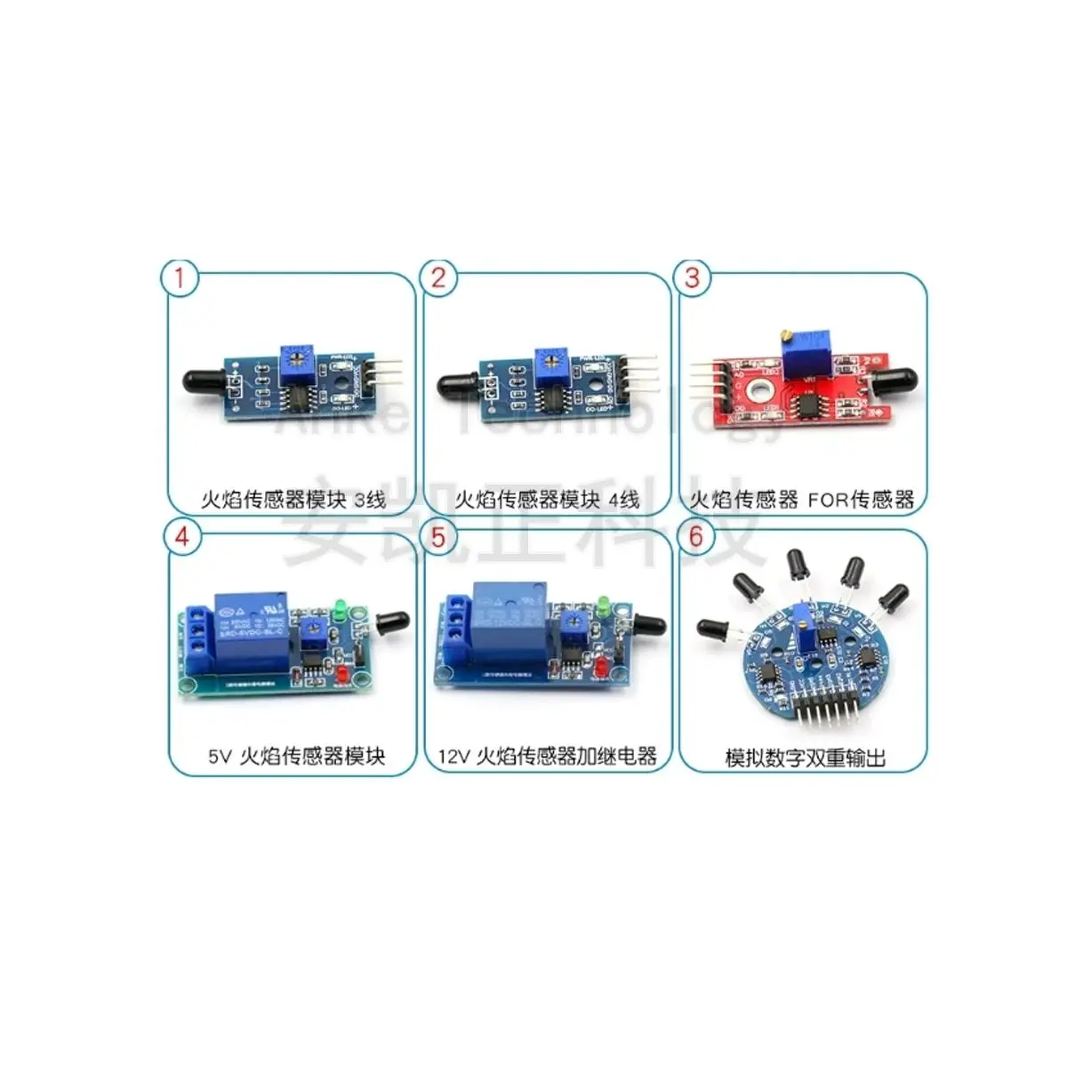 وحدة استشعار اللهب وحدة الكشف عن مصدر الحريق مستشعر استقبال الأشعة تحت الحمراء إنذار كشف اللهب (3/4-سلك)