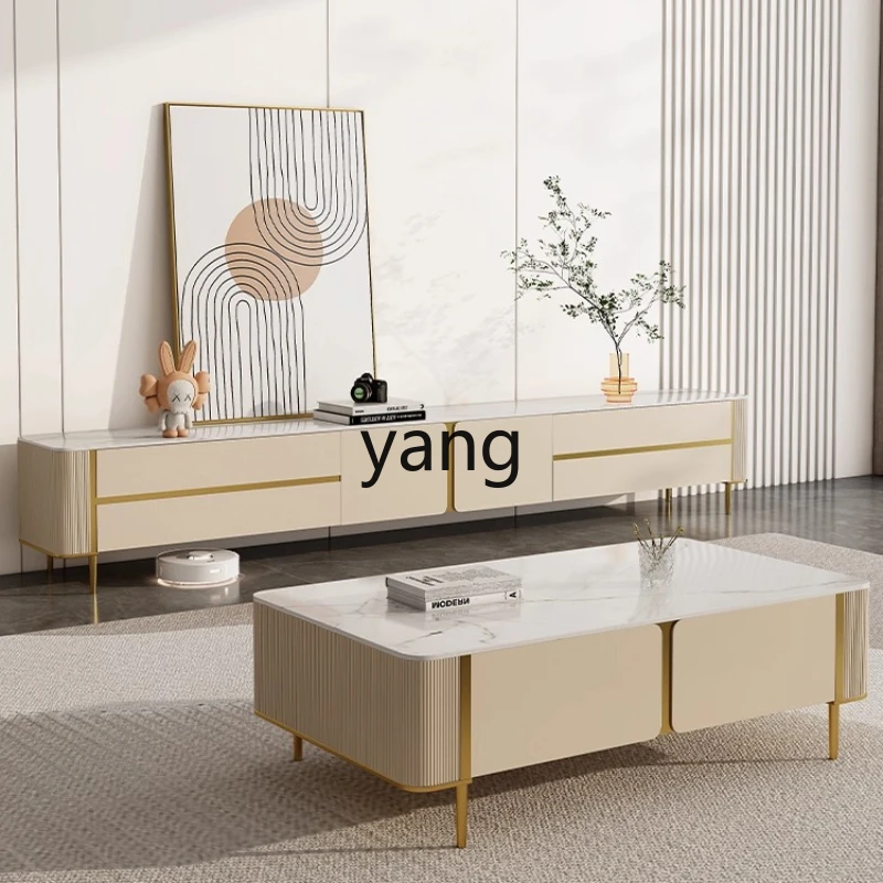 

YHM light luxury rock slab coffee table TV cabinet combination