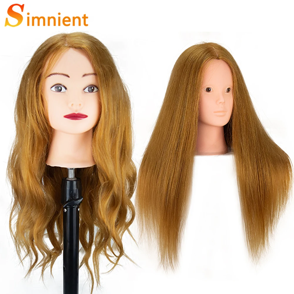 Cabeza de maniquí con cabello humano 85% Real, maniquí para entrenamiento de cosmetología, para alisar y rizar la trenza, 26"