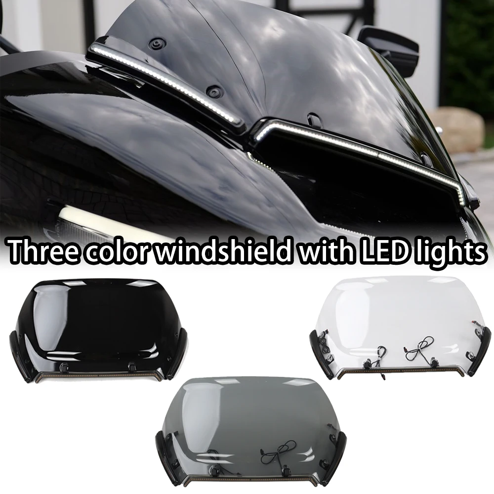 For Harley 2023 2024 TOURING CVO 121 117 Road Glide ST FLTRXSE FLTRX FLTRXSTSE windshield paired with a complete set of LED