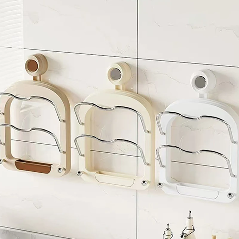 Kitchen Organizer Rack Wall Hanging Pot Cover Drain Rack No Punching Kitchen Pan Cover Cutting Board Organizer Holder