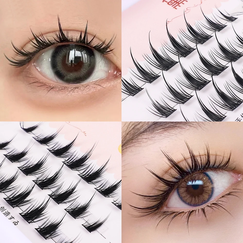 DIY Clusters Eyelash Extension Dovetail Segmented Lashes Manga Lashes 3D Fluffy Segmented Natural Eyelashes Individual Bundles