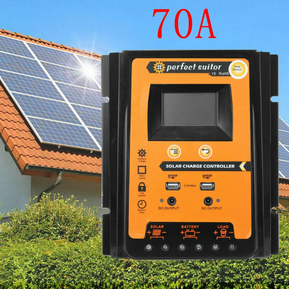 12/24V 70A MPPT Solar Charge Controller Panel Battery Regulator Dual USB New