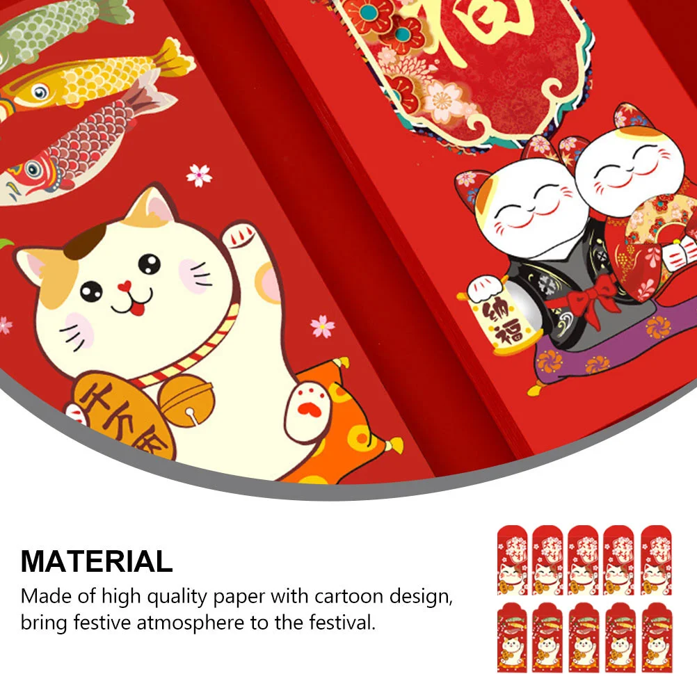 20 Pcs Year of Ox Decoration Lai See Red Envelope Bag Children's Gift Wallet Cartoon Paper