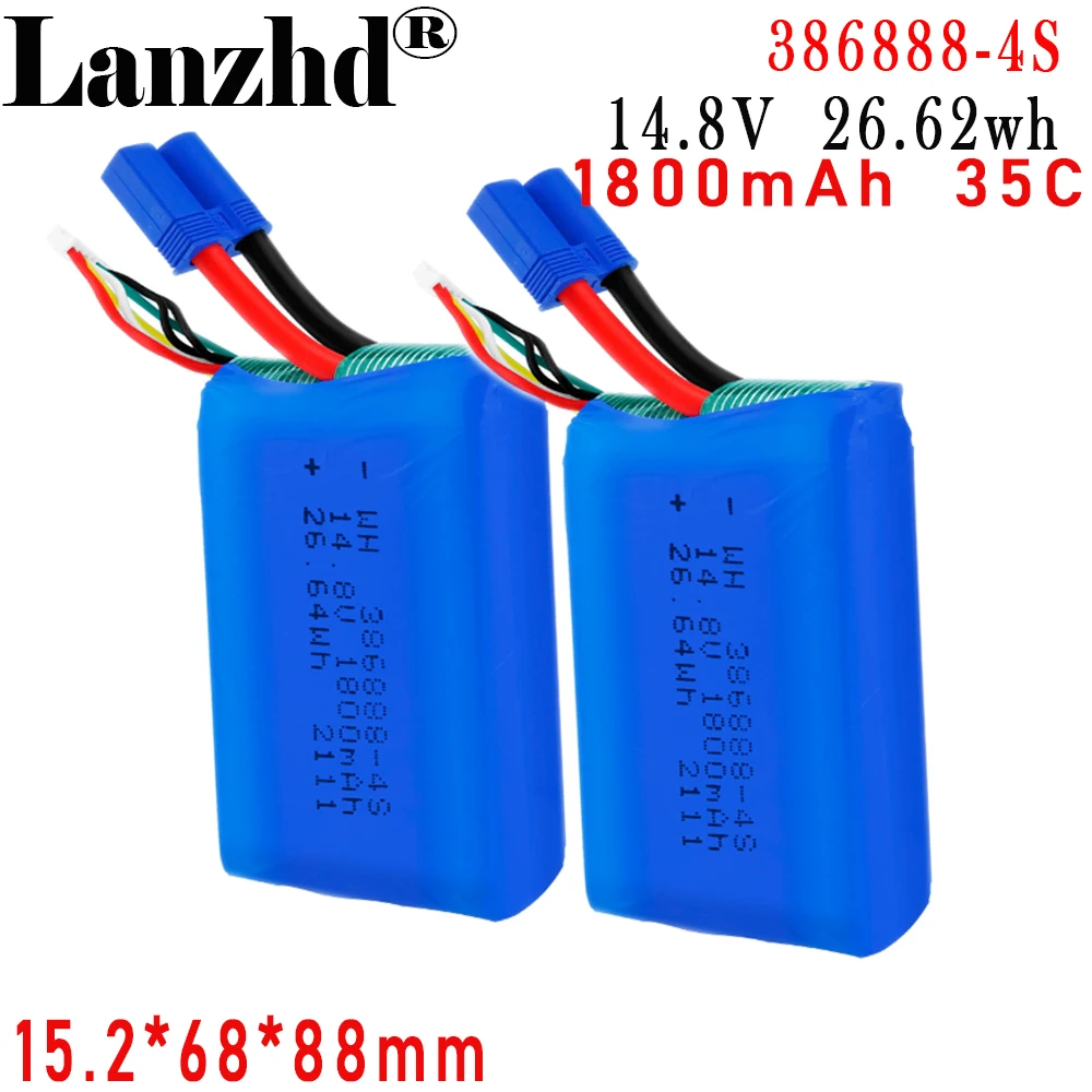 14.8V Li pakiet bateria litowo-polimerowa 35C o wysokiej szybkości 386888 1800mah do zapłon samochodu akumulatora awaryjnego 15.2*68*88mm