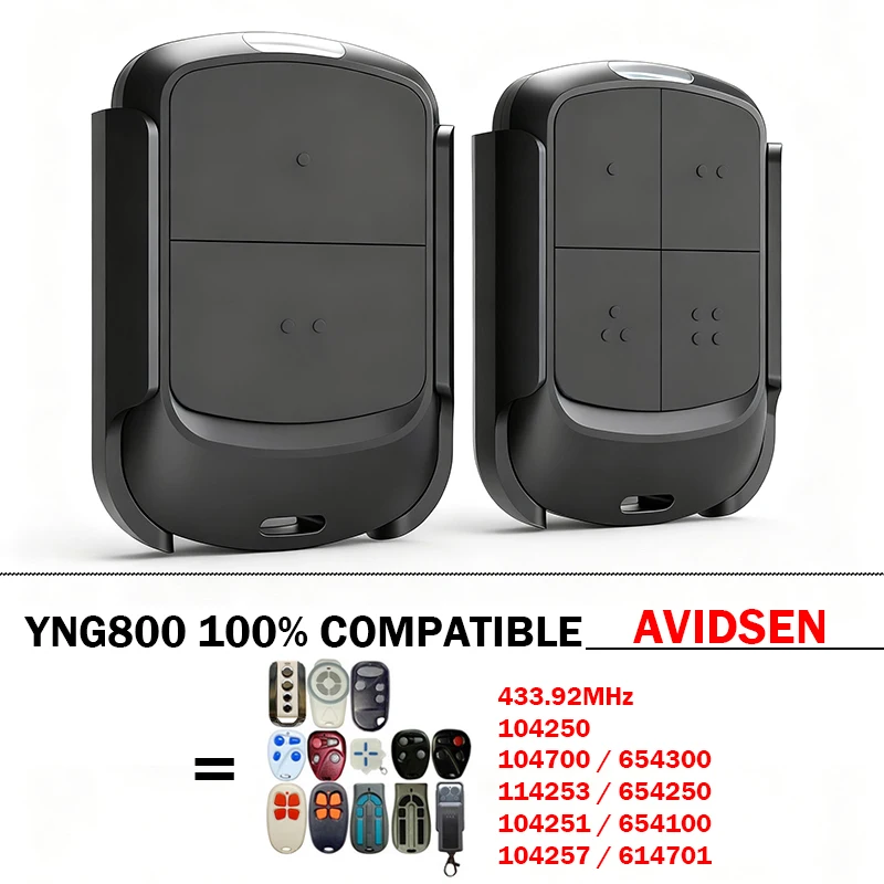 YNG800 For Clone AVIDSEN 104250 104700 654300 114253 654250 104251 654250 104251 654100 104257 614701 Garage Door Remote Control