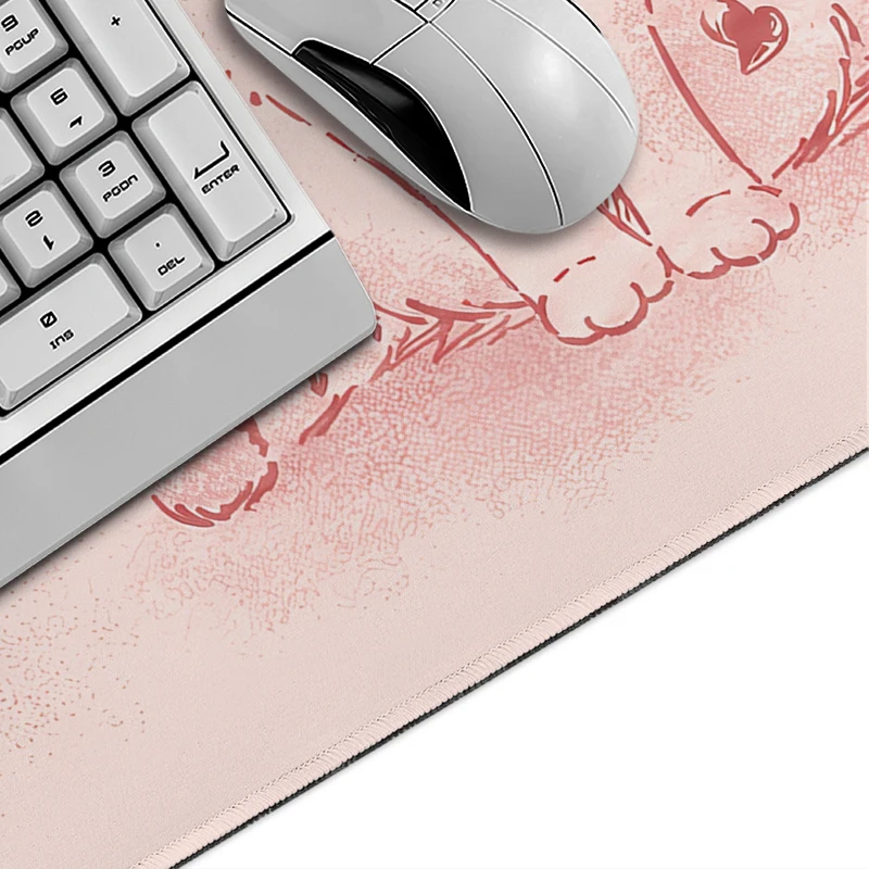 Mouse Pad Pink Line Art Cats Gaming printon demand Large Custom Computer Mousepad XXL Office Natural Rubber Table Mat