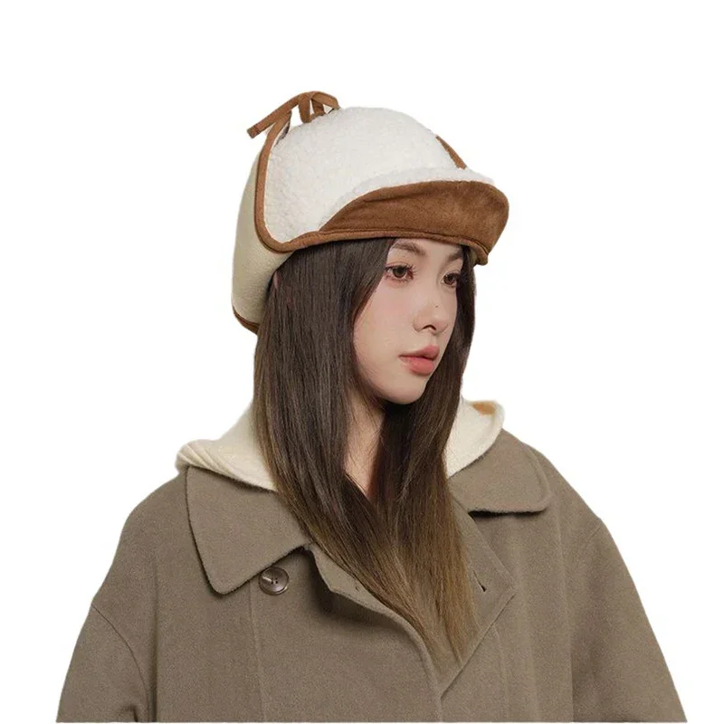 Cappelli Bomber in lana di agnello di Design giapponese per uomo donna inverno nuovo Outdoor accogliente paraorecchie Russia cappello Trapper