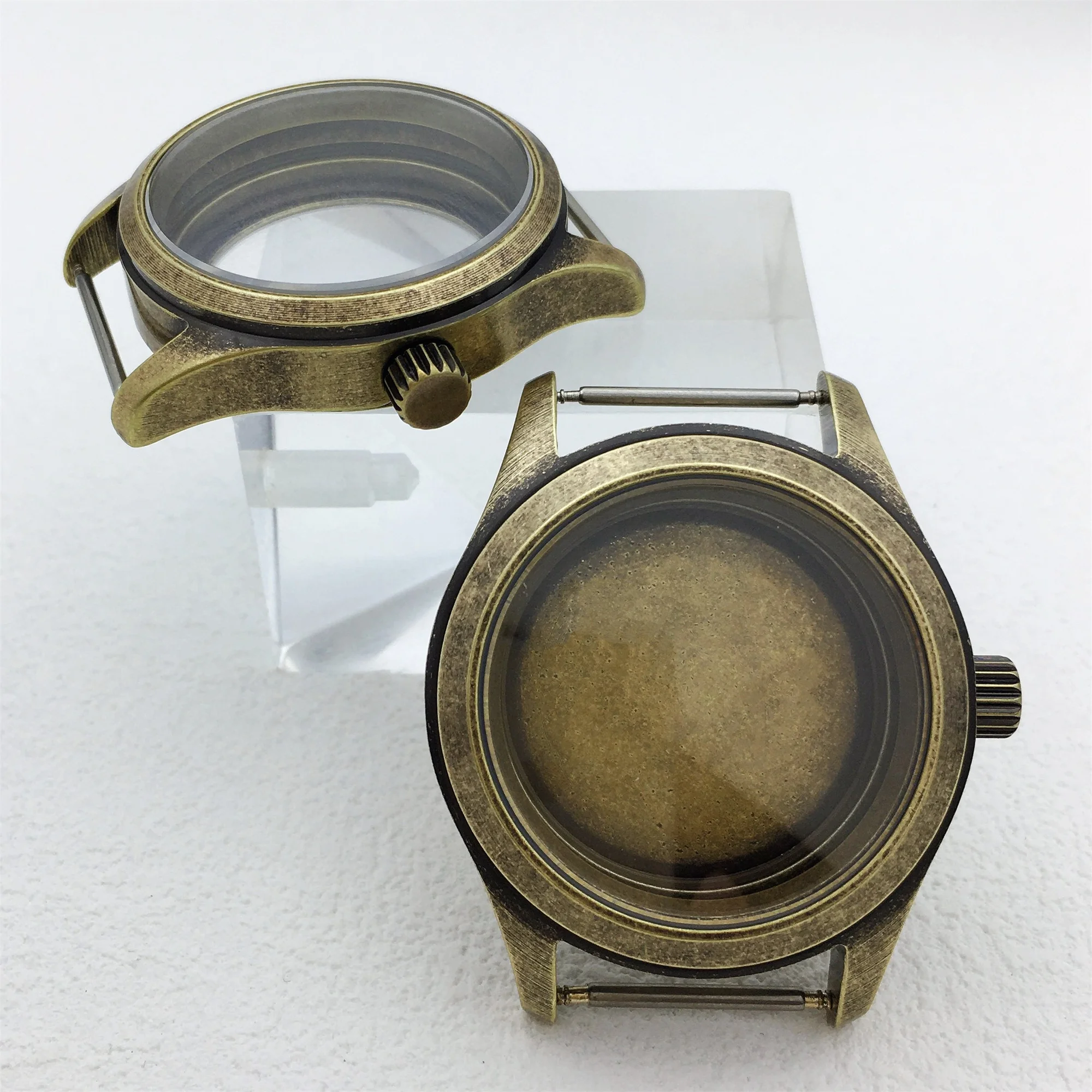 NH 36mm 39mm Bronze Dome Sapphire Glass Diver Brushed Pilot Watch Case Fit NH34 NH35 36 ETA2824 PT5000 Movement Screw Crown