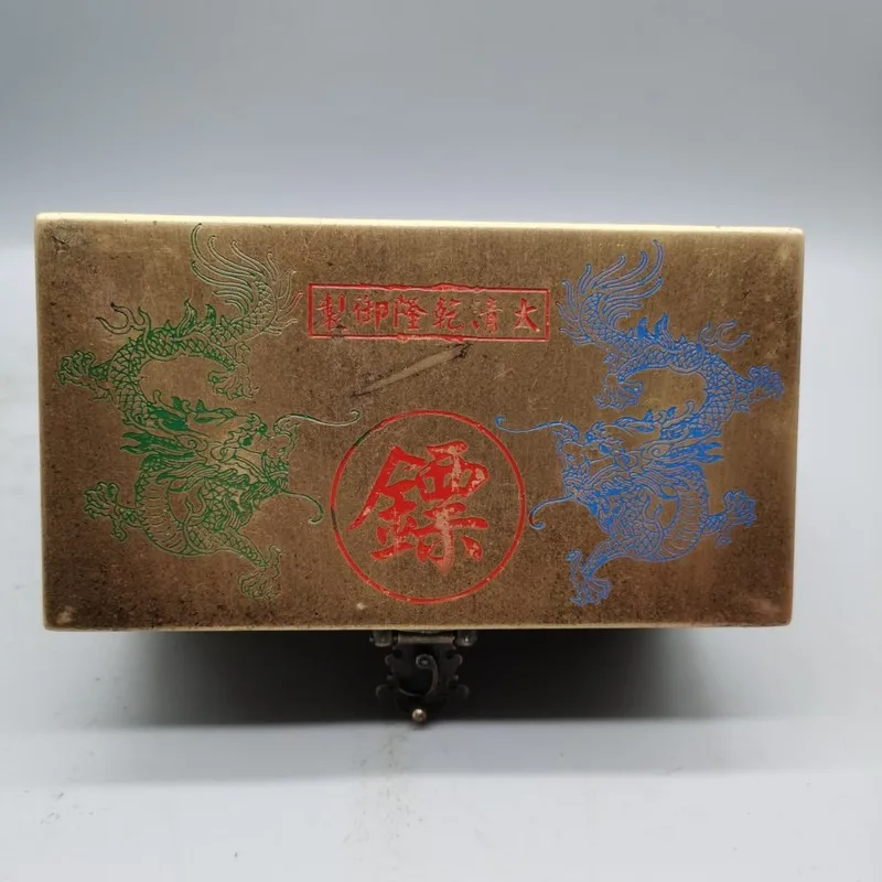 Handicraft Brass Dragon and Phoenix Dart Jewelry Box Ornament Home Decoration Retail