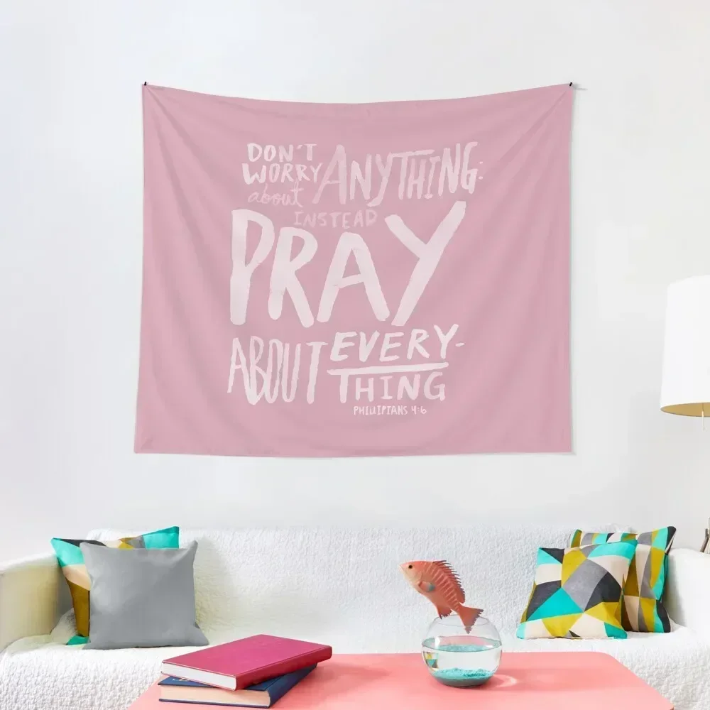 Dont Worry, Pray x Rose Tapestry Bedroom Deco Aesthetic Room Decor Bed Room Decoration Wall Carpet Tapestry