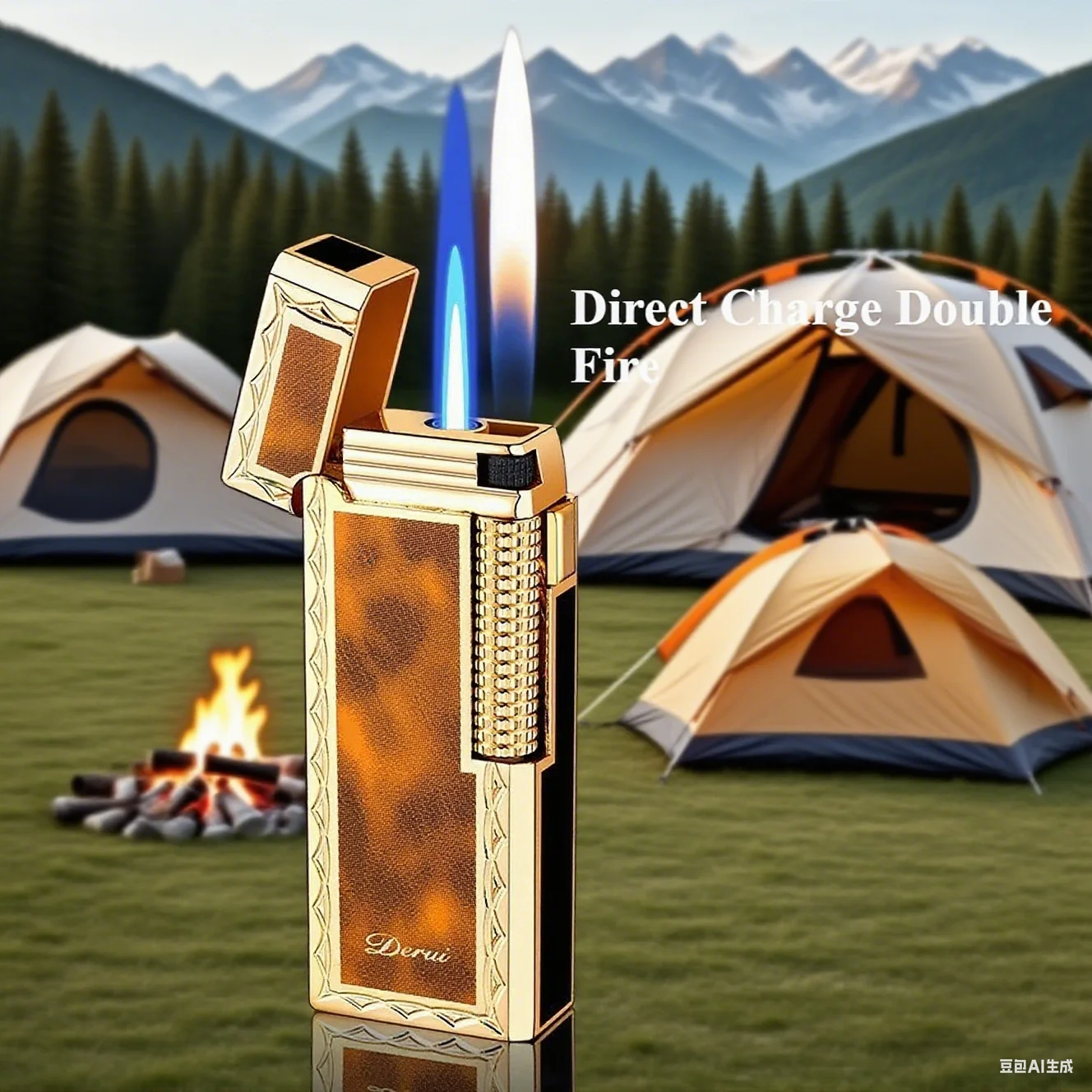

DERUI New Narrow Version Gas Lighter, Dual Flame Switching, Exquisite and Compact, Metal, Grinding Wheel, Gift for Men and Women
