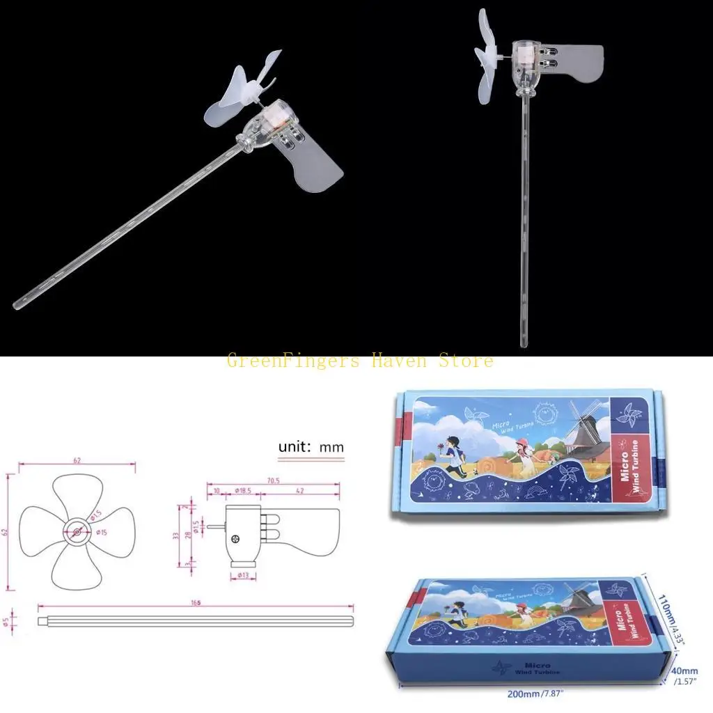 F68D LED Light Wind Mill Toy Teaching Model Smallest Mini Wind Turbines Generator