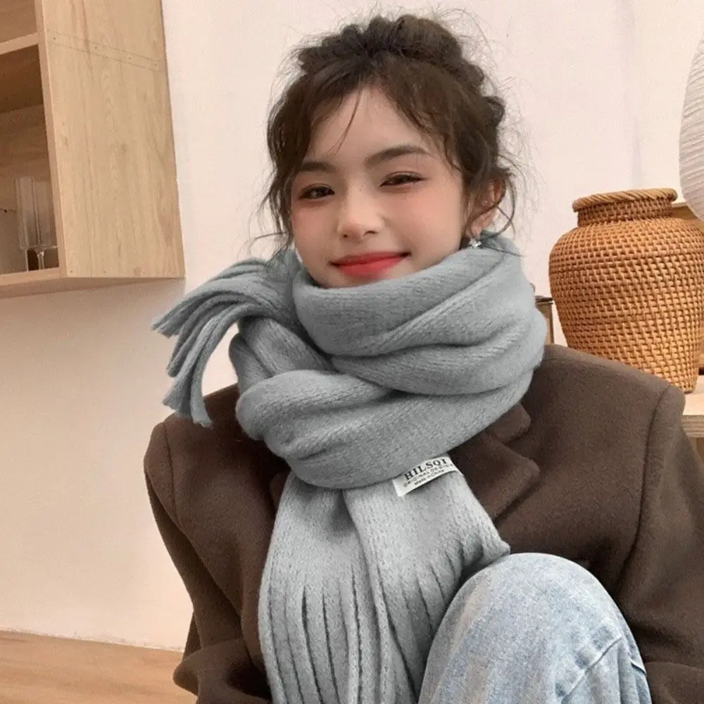 

Simple Long Tassel Winter Wool Scarf Warm Winter Cashmere Scarves Thicken Korean Style Long Shawl Autumn Winter