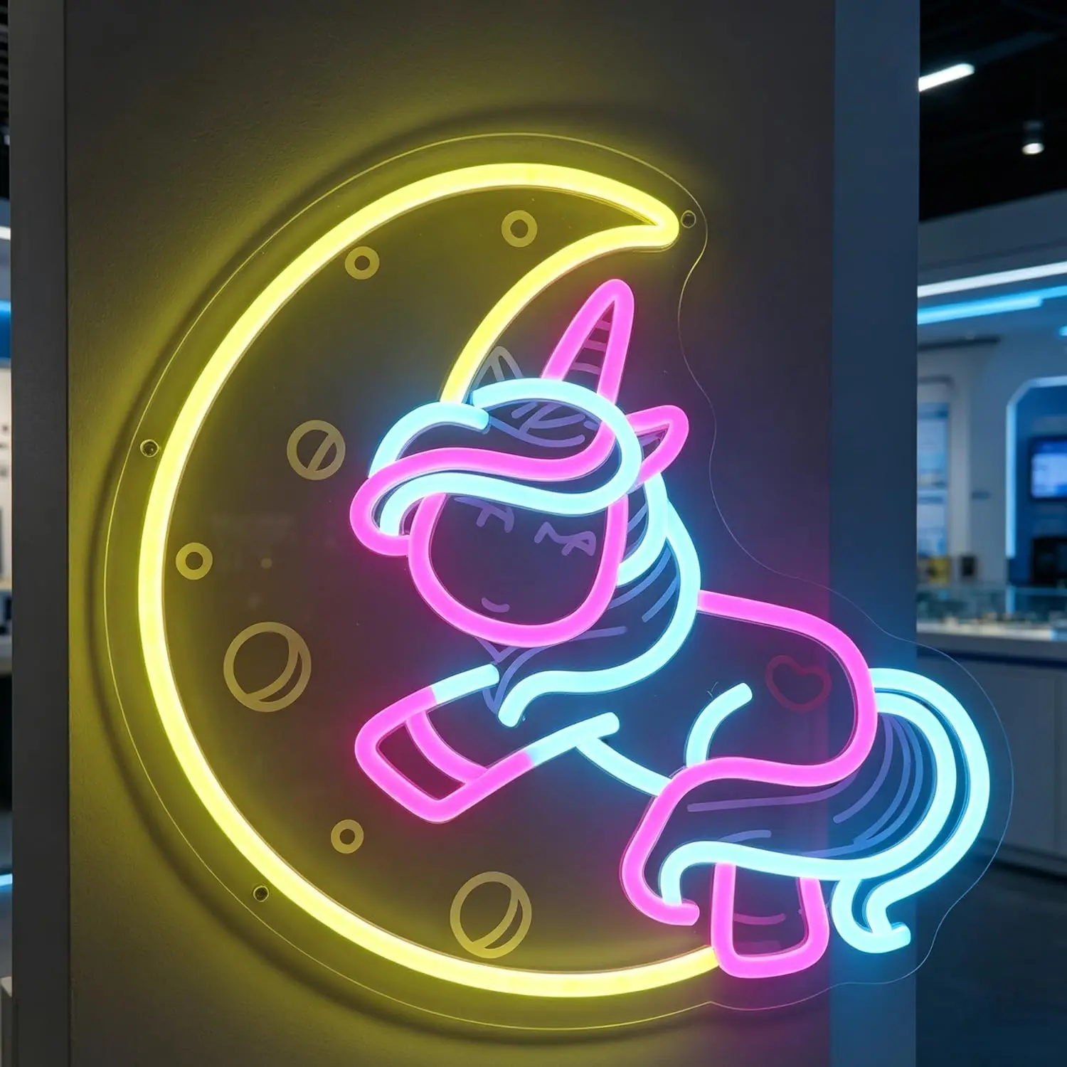 Crescent Moon Unicorn LED Neon Sign USB Powered Wall Light for Kid Bedroom Nursery Girl Room Birthday Baby Shower Art Decor Gift