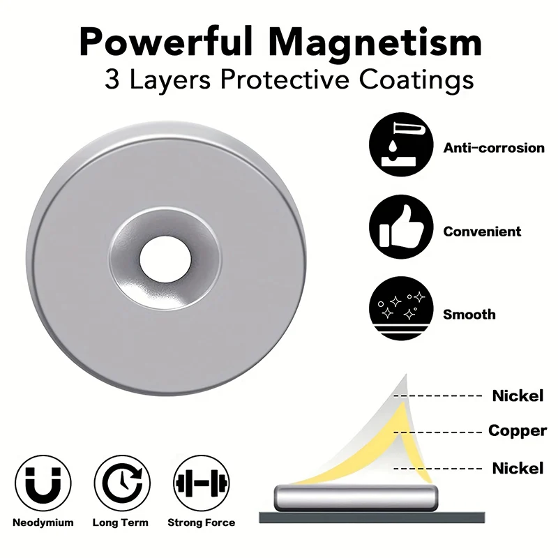 Door Stopper Circular Countersunk Hole Strong Magnet Office Refrigerator Magnet Circular Hole Circular Magnet Fixed Magnet Steel