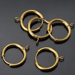 MINGXUAN 10pcs Gold Stainless Steel Earring Hook with Loop Ear Post Jump Ring French Earrings Earwire for Jewelry Making DIY