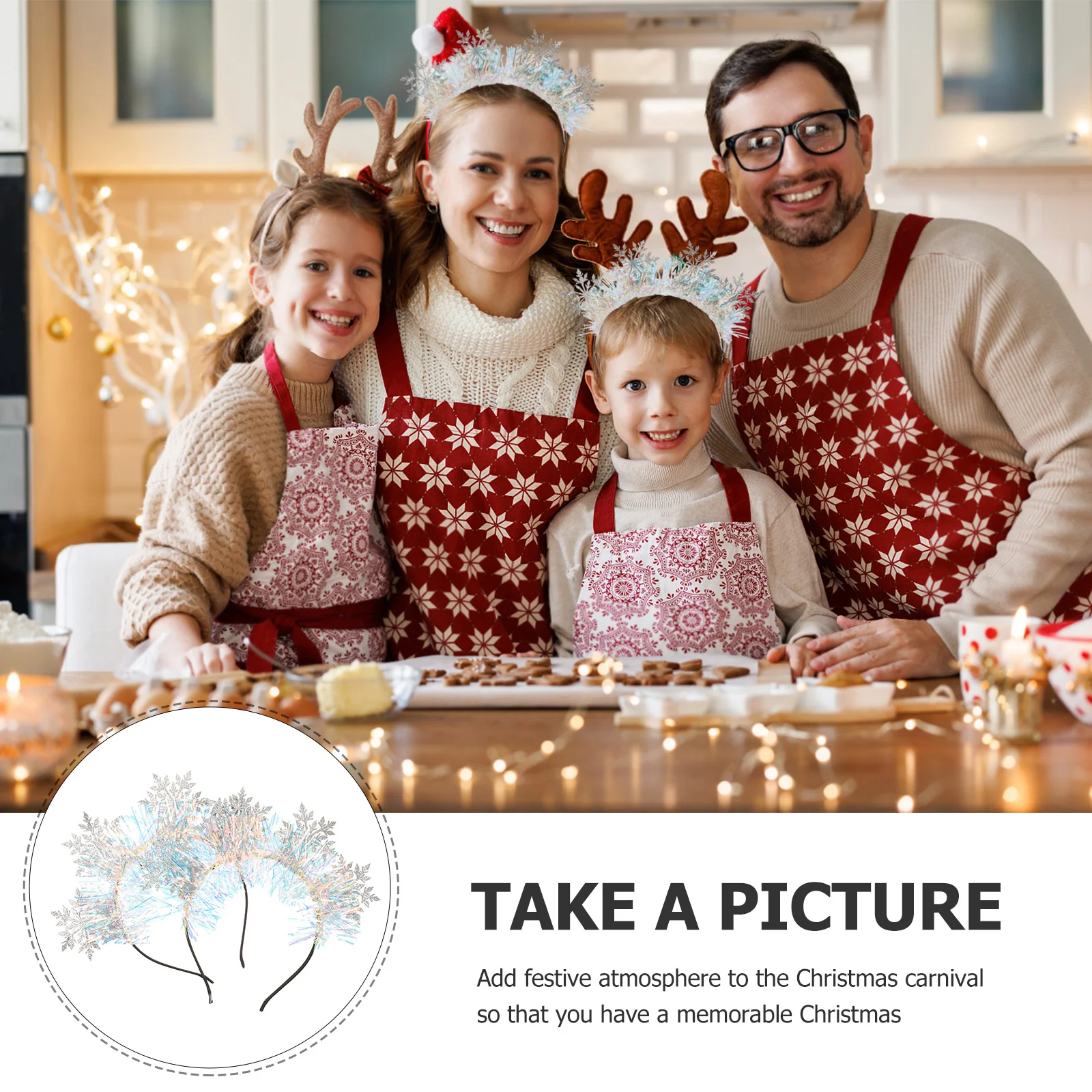 

2Pcs Snowflake Headband Christmas Holiday Party Favor Hair Ornament Snowflake Hair Accessories Xmas Costume Accessory Xmas