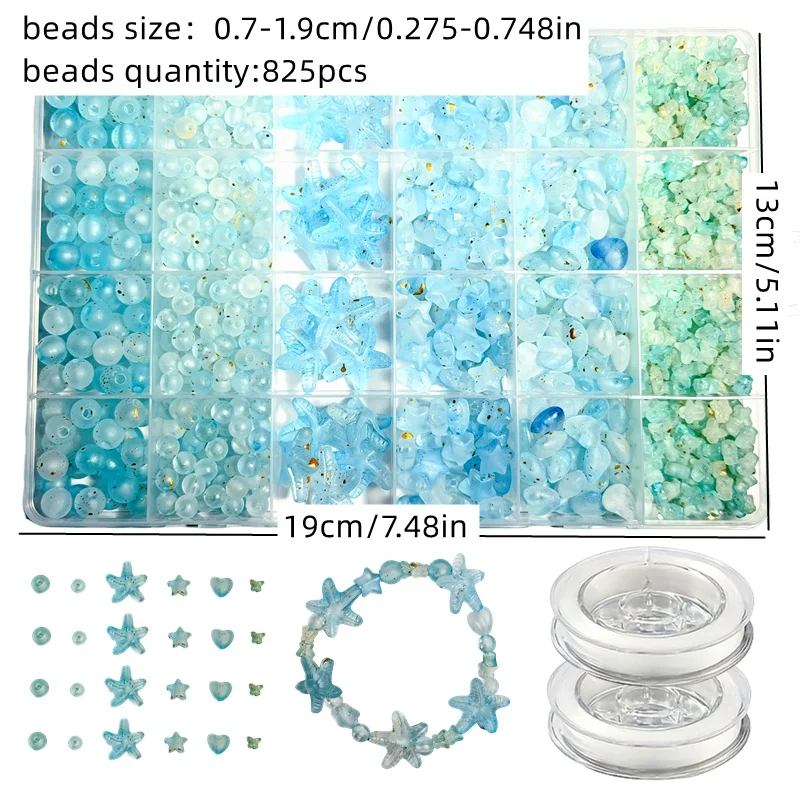 7-19mm825pcs Matte gradient loose gold box, 24 grids, acrylic beads, DIY beads, bracelets, necklaces, decorations. festival gift view 6