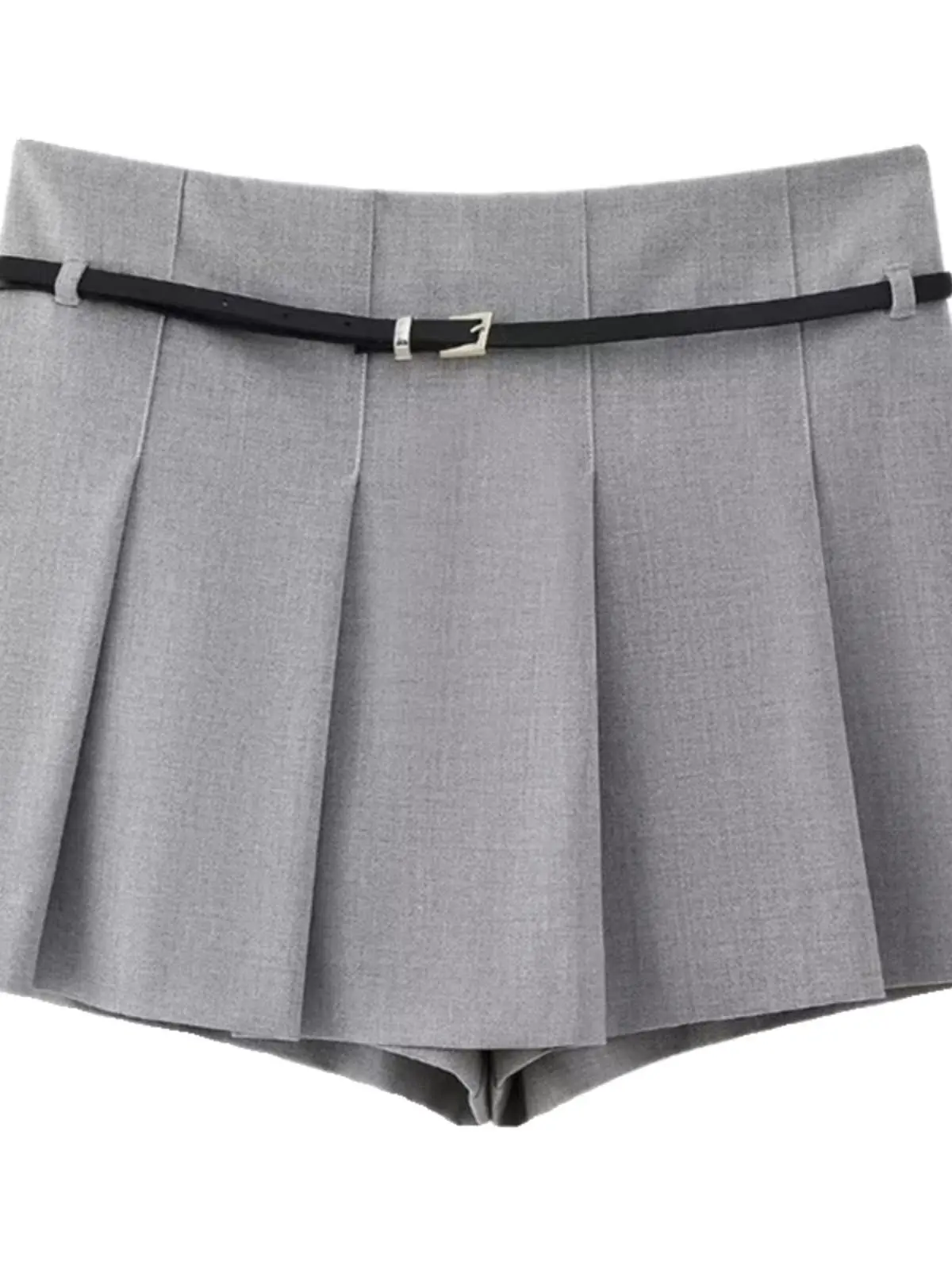 Plones Falda de Cintura Alta Versátiles y Adeazantes para Mujer, Primavera 2024, con Cinturón, Pliegues Anchos, Estilo ...