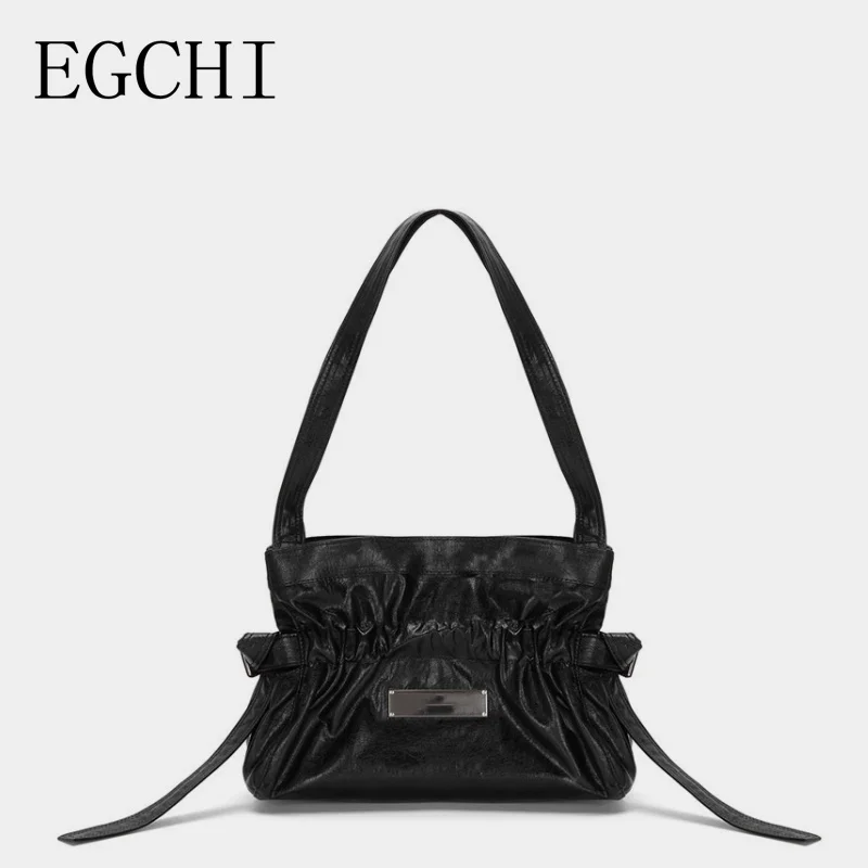 

EGCHI Commuter Elegant All-match Women Totes Ruched Ribbon Shoulder Personalized Luxury Single-Shoulder Bags For Women Bolsas