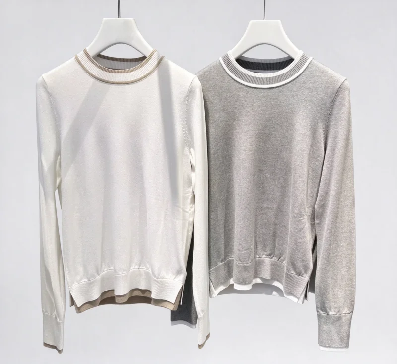 Women Golf Crew Neck Knit Sweater Early Autumn New Classic Versatile Long Sleeve Ladies Golf Knitted Top