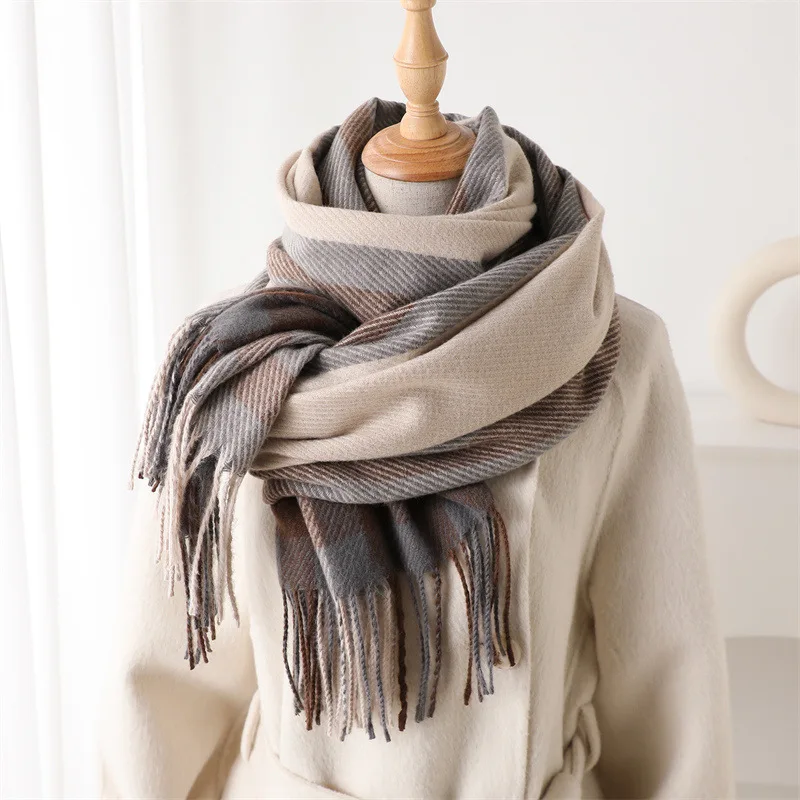 أوروبا أمريكا الخريف الشتاء تنوعا شرابة وشاح للرجال النساء الكلاسيكية منقوشة رشاقته الكشمير التفاف الأوشحة في الهواء الطلق Bufandas